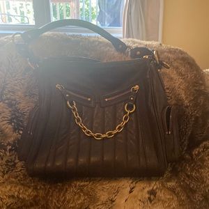Banana Republic brown leather bag, with chains and pockets